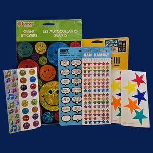 Retro Prismatic Giant Sandylion Stickers Mrs. Grossmans Funny Faces Hambly Stars